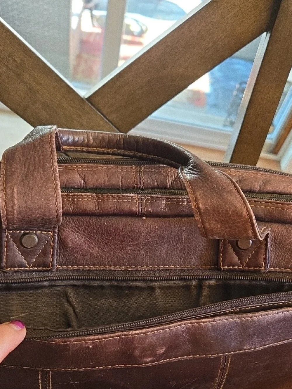 Vintage Kenneth Cole Reaction Distressed Brown Leather Laptop Briefcase